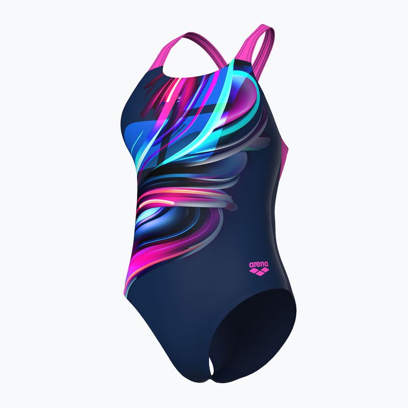 Női egyrészes fürdőruha arena Bloom Swim Pro Back Lb multi navy/navy/shocking pink 4