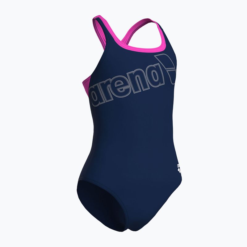 Női egyrészes fürdőruha arena Logo Swim Pro navy/shocking pink 3