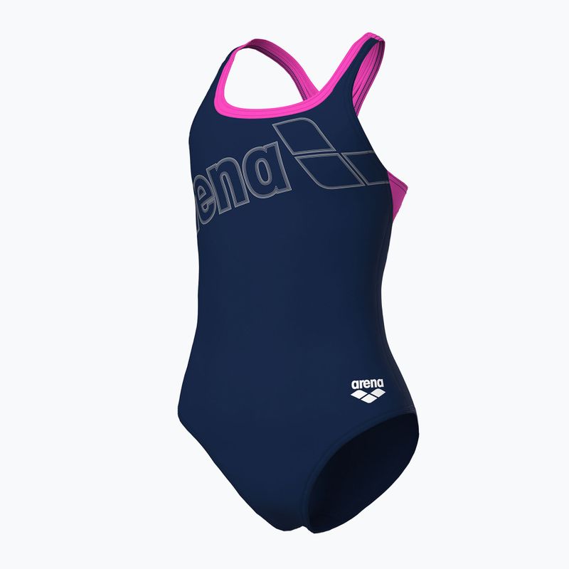 Női egyrészes fürdőruha arena Logo Swim Pro navy/shocking pink 4