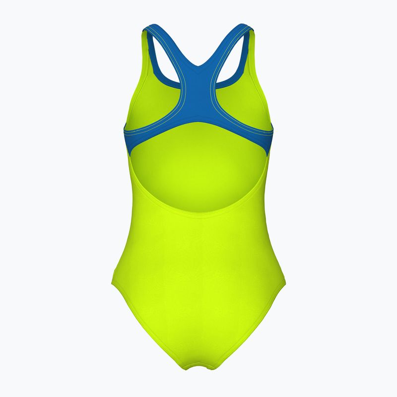 Női egyrészes fürdőruha arena Logo Swim Pro artic lime/kék porcelán 2