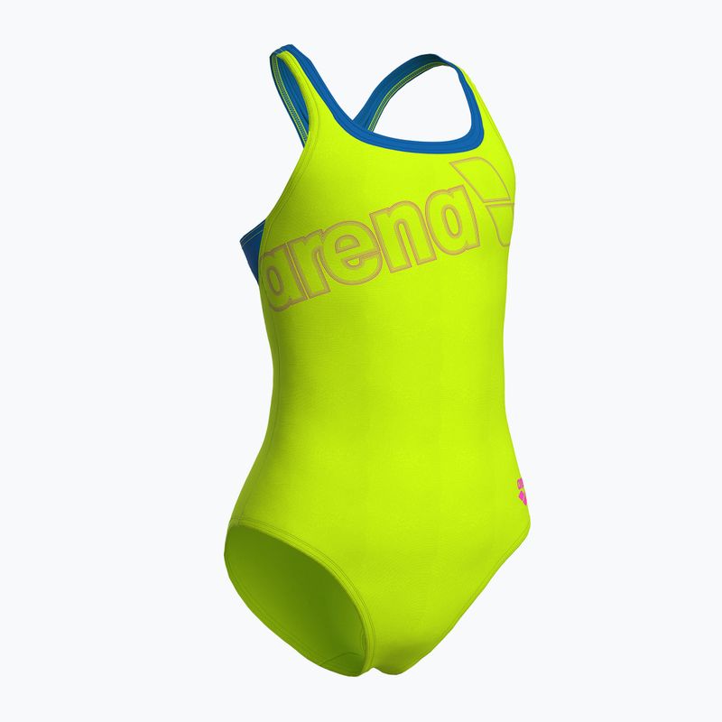 Női egyrészes fürdőruha arena Logo Swim Pro artic lime/kék porcelán 3