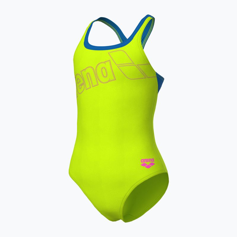 Női egyrészes fürdőruha arena Logo Swim Pro artic lime/kék porcelán 4