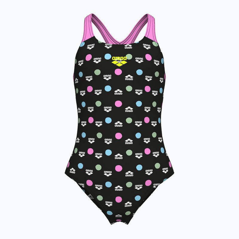 Gyermek egyrészes fürdőruha arena Multiple Dot Swim Pro Back multi fekete/orchidea