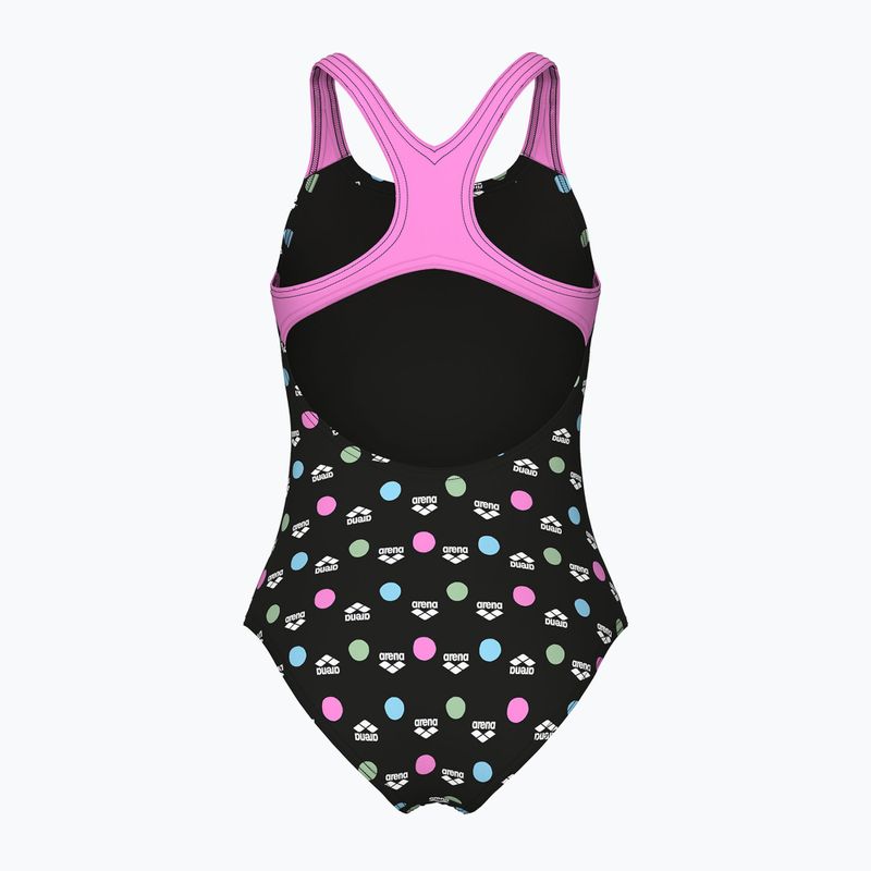 Gyermek egyrészes fürdőruha arena Multiple Dot Swim Pro Back multi fekete/orchidea 2