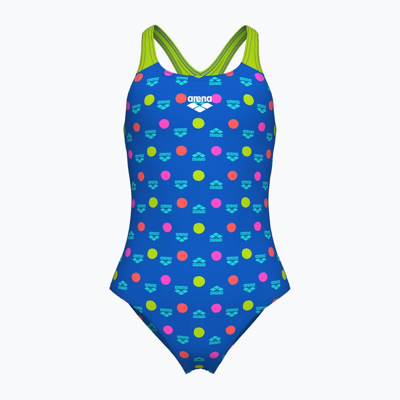 Gyermek egyrészes fürdőruha arena Multiple Dot Swim Pro Back multi kék/artic lime
