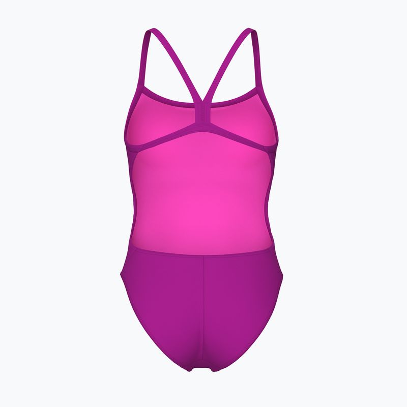 Női egyrészes fürdőruha Arena Team Swimsuit Challenge Solid very fuchsia/team green 2