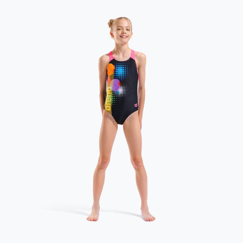 Gyerek egy részes fürdőruha arena Dots Swim Pro Back black multi/black/shocking pink 6