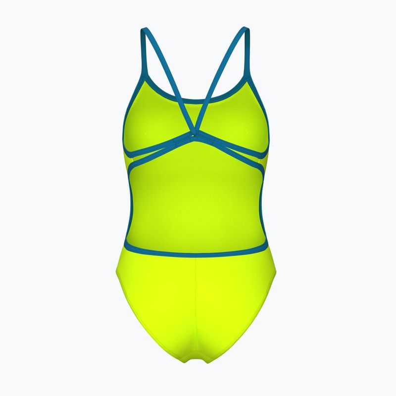 Női egyrészes fürdőruha Arena Lace Back Solid artic lime/blue cosmo 2