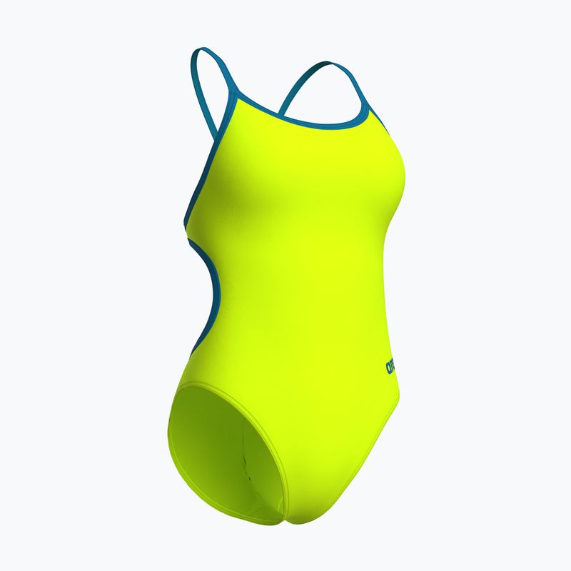 Női egyrészes fürdőruha Arena Lace Back Solid artic lime/blue cosmo 4