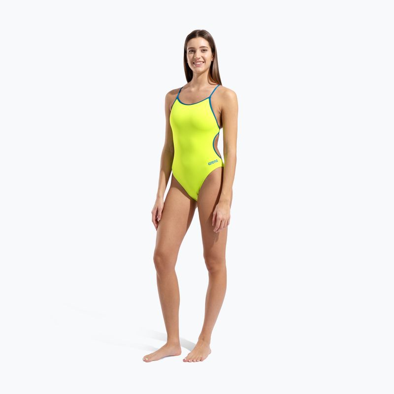 Női egyrészes fürdőruha Arena Lace Back Solid artic lime/blue cosmo 6
