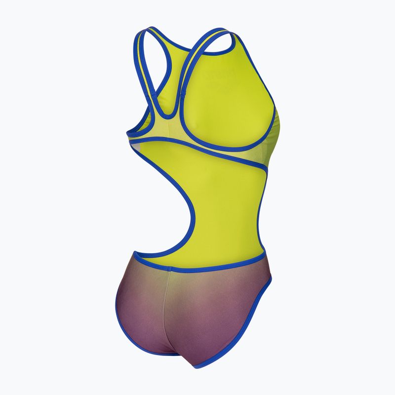 Női egyrészes fürdőruha arena One Shaded Print Tech One Back artic lime violetta multi/neon blue 4