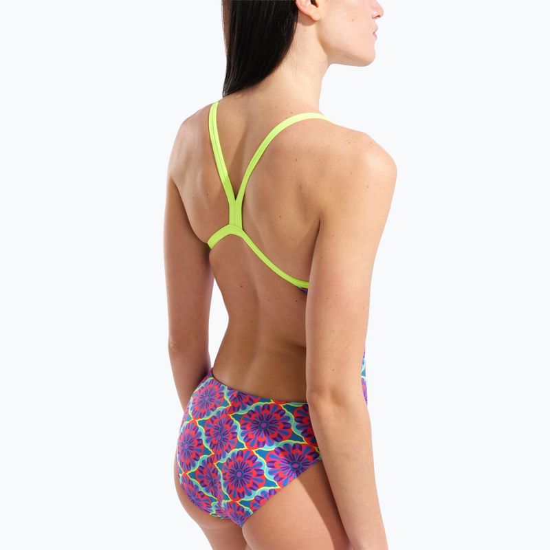 Női egyrészes fürdőruha arena Floral Challange Back violet multi/artic lime 5