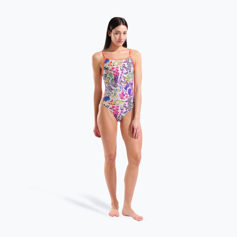 Női egyrészes fürdőruha arena Painting Lace Back multi/bright coral 6