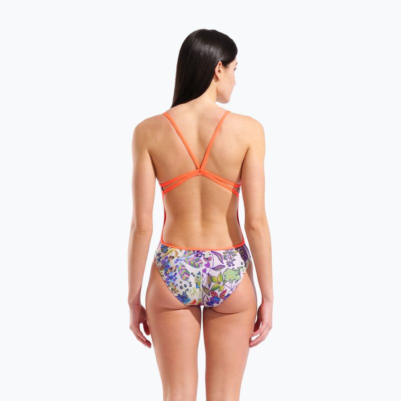Női egyrészes fürdőruha arena Painting Lace Back multi/bright coral 7