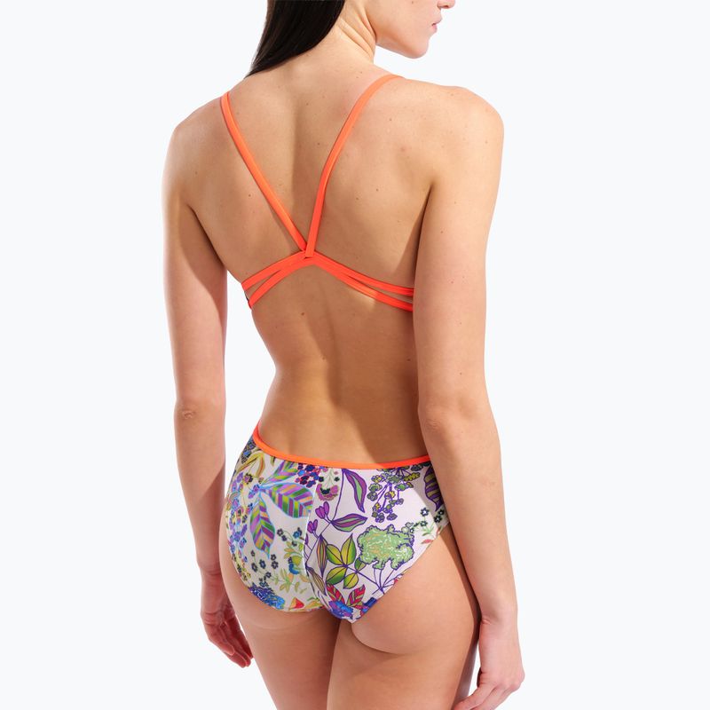 Női egyrészes fürdőruha arena Painting Lace Back multi/bright coral 9