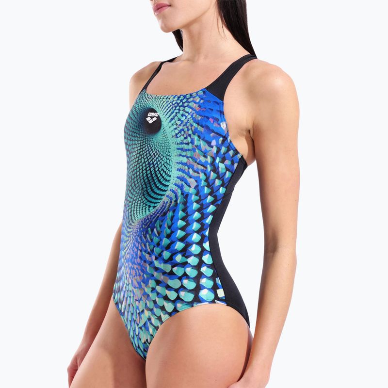 Női egyrészes fürdőruha arena Peacock Swim Pro Back multi green/black 4