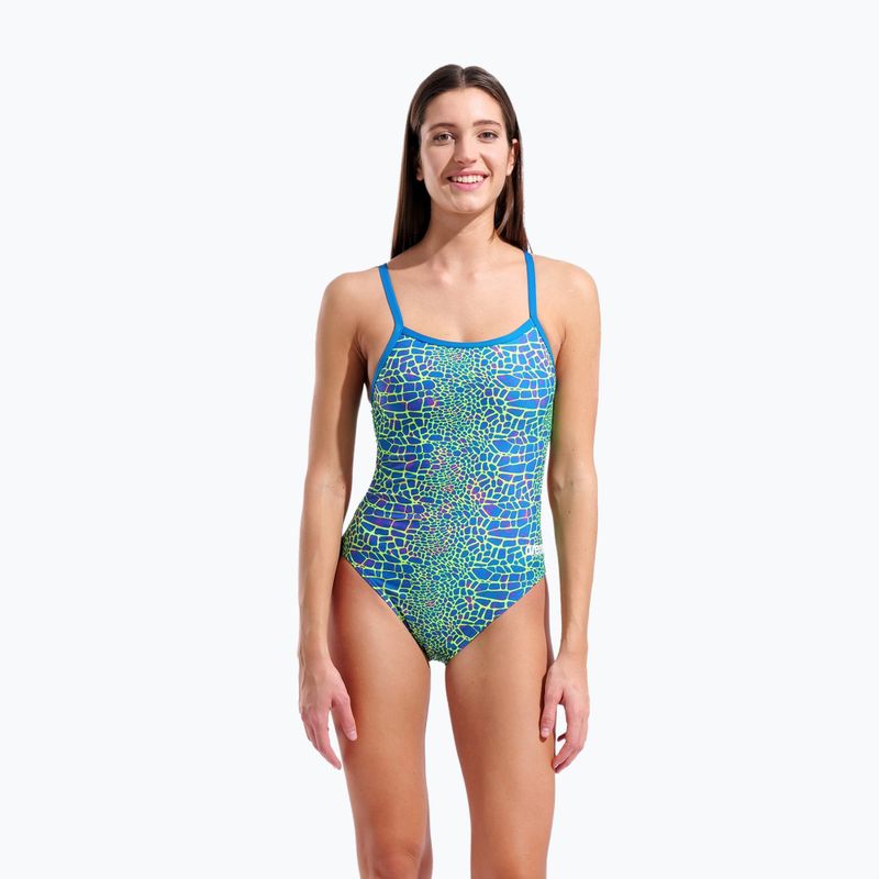 Női egyrészes fürdőruha arena Snake Skin Challenge blue cosmo multi/blue cosmo 5