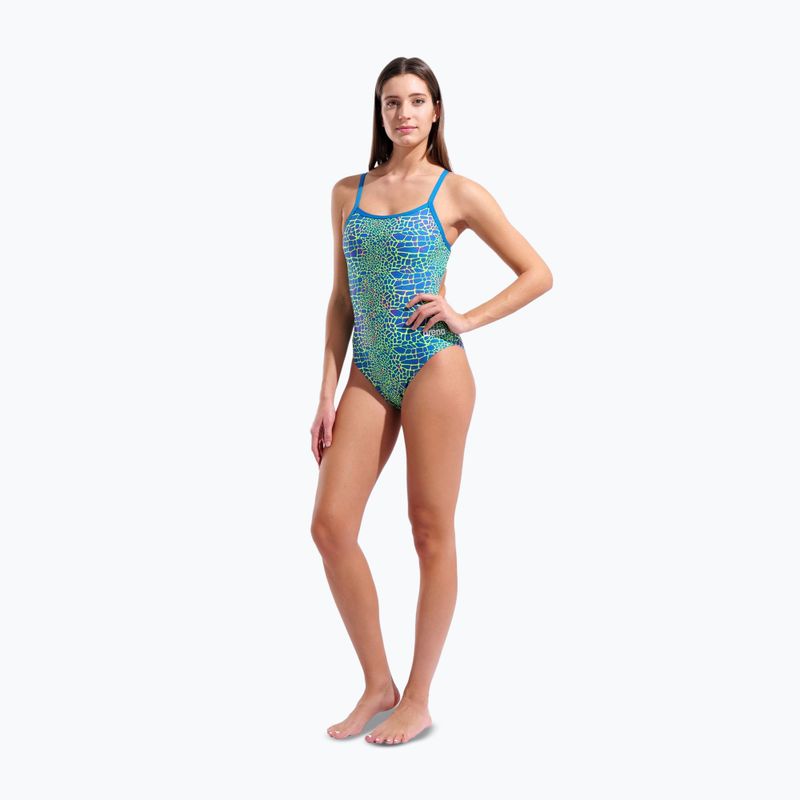 Női egyrészes fürdőruha arena Snake Skin Challenge blue cosmo multi/blue cosmo 6