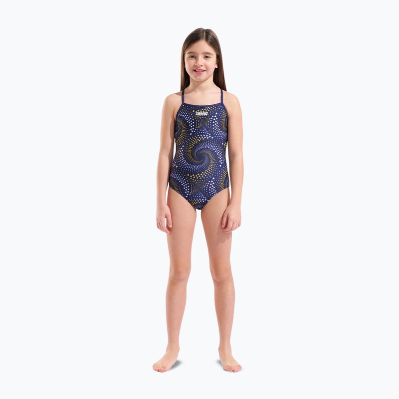 Gyerek egyrészes fürdőruha arena Fireflow Lightdrop Back navy/team navy yellow 6