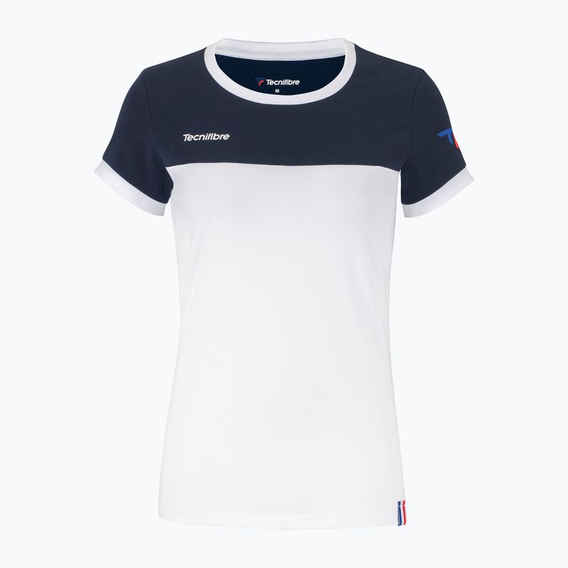 Női teniszpóló Tecnifibre Stretch fehér és kék 22LAF1 F1
