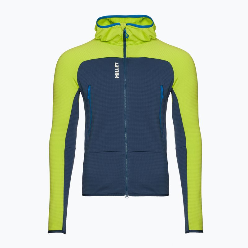 Férfi pulóver Millet Fusion Grid Hoodie dark denim/acid green