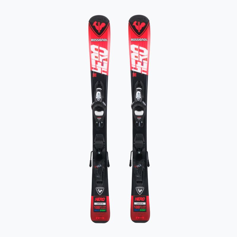 Gyermek lesiklópálya sílécek Rossignol Hero 100-140 + Kid4 red
