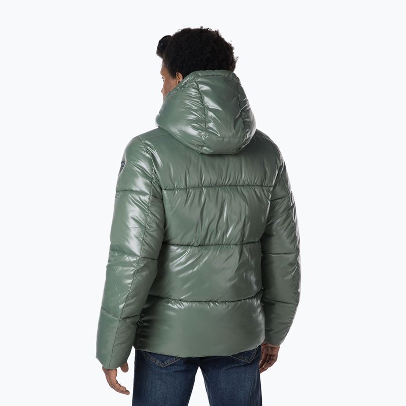 Férfi Rossignol Shiny Hoodie Parka pehelypaplan kabát ébenfekete zöld 2