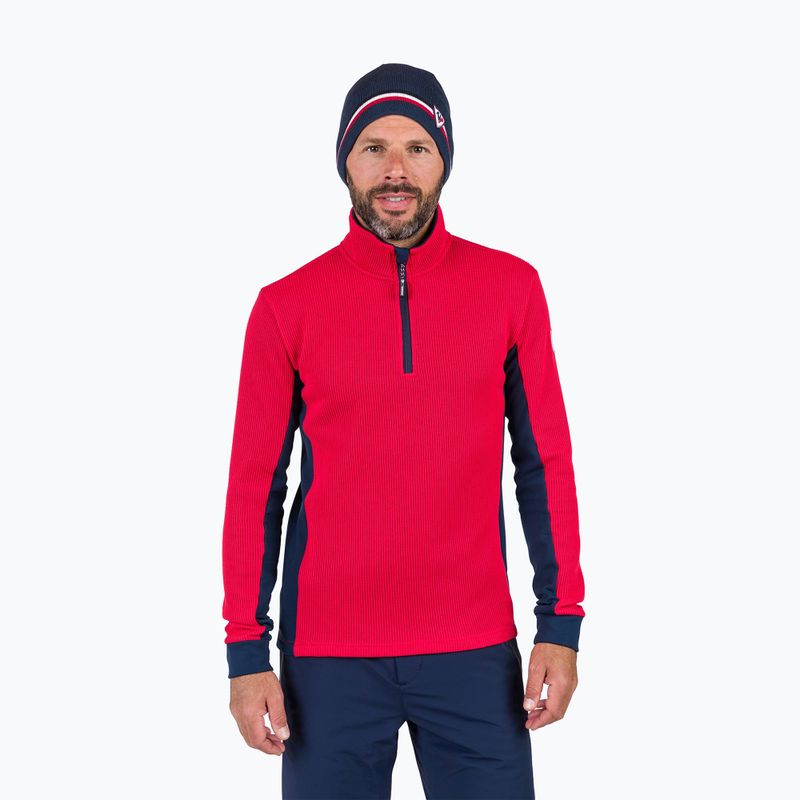 Férfi Rossignol Cieloalto Fleece Fél cipzáras sport pulóver piros