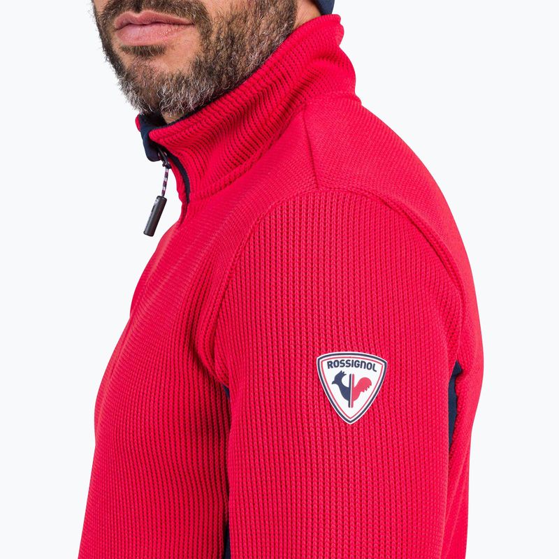 Férfi Rossignol Cieloalto Fleece Fél cipzáras sport pulóver piros 5