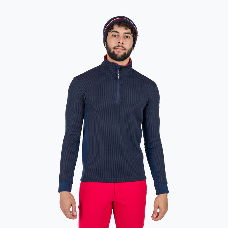 Férfi Rossignol Cieloalto Fleece Fél cipzáras sí pulóver sötét navy