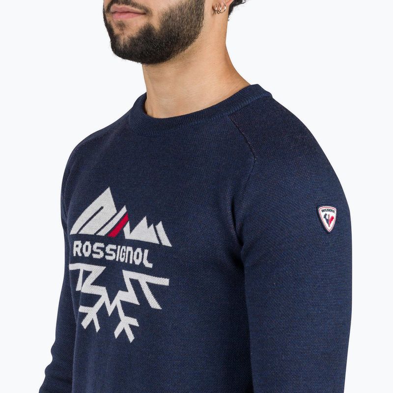 Férfi pulóver Rossignol Jacquard Crew Neck dark navy 4