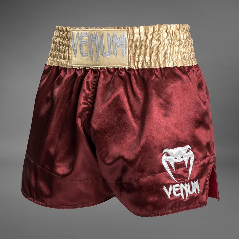 Férfi edzőshort Venum Classic Muay Thai burgundy/gold/white 3