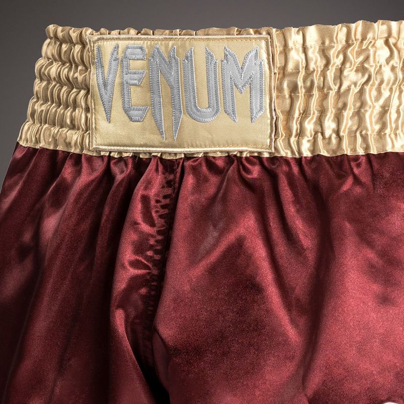 Férfi edzőshort Venum Classic Muay Thai burgundy/gold/white 4