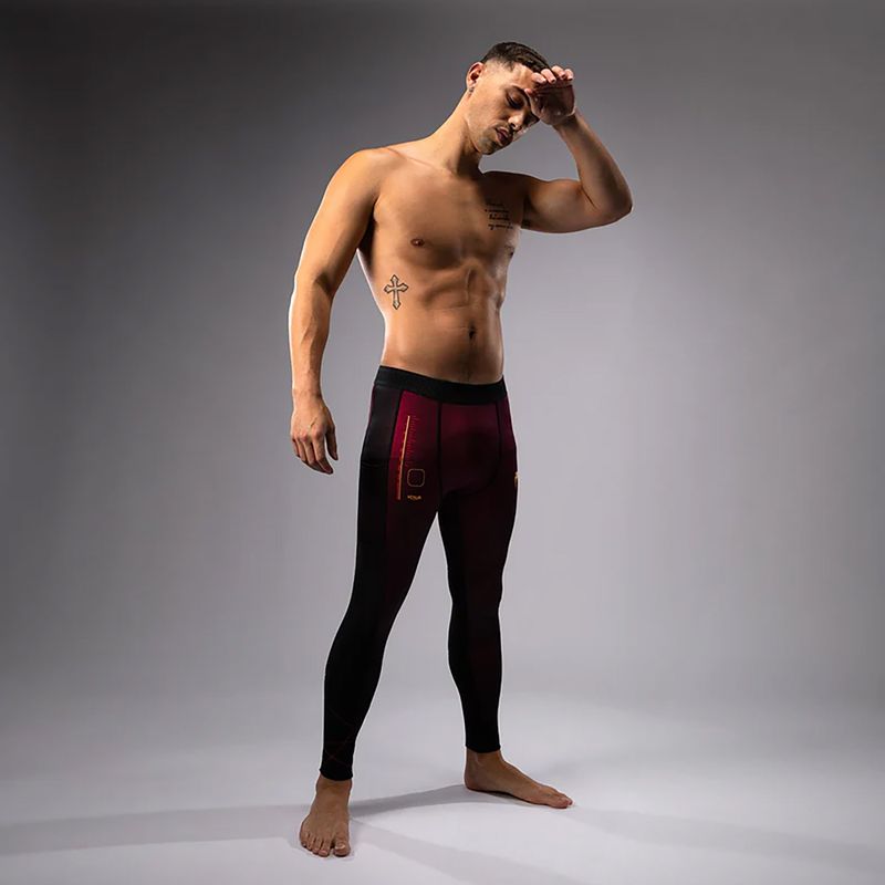 Férfi edző leggings Venum Tactical XT Spats fekete/burgundy/gold 2