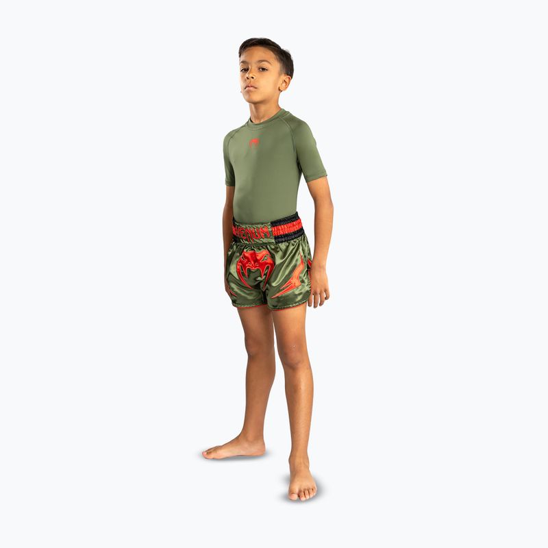 Gyerek edzőshort Venum Inferno Kids Muay Thai army green/orange 2