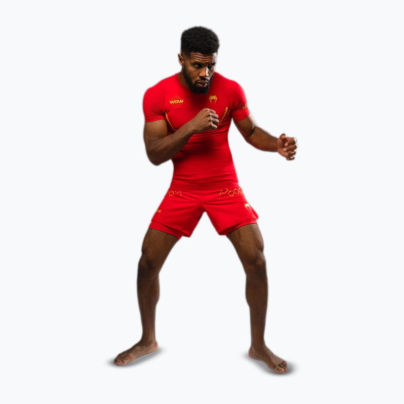 Férfi edzőpóló Venum X WOW FC Rashguards dühös piros/arany 2