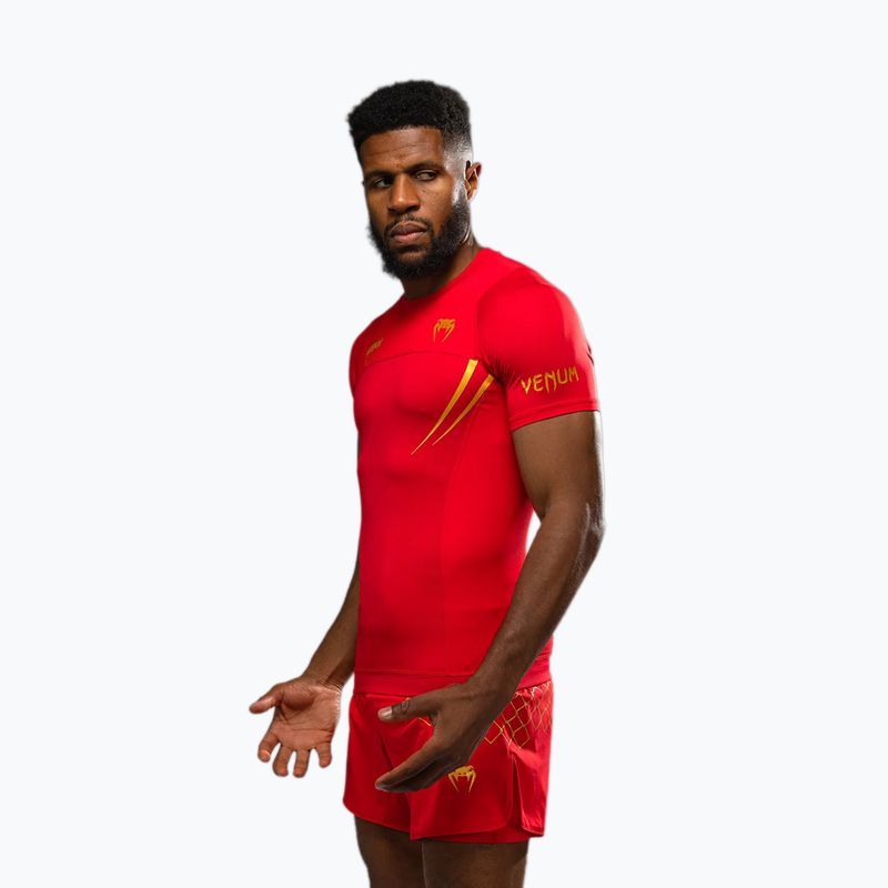 Férfi edzőpóló Venum X WOW FC Rashguards dühös piros/arany 5