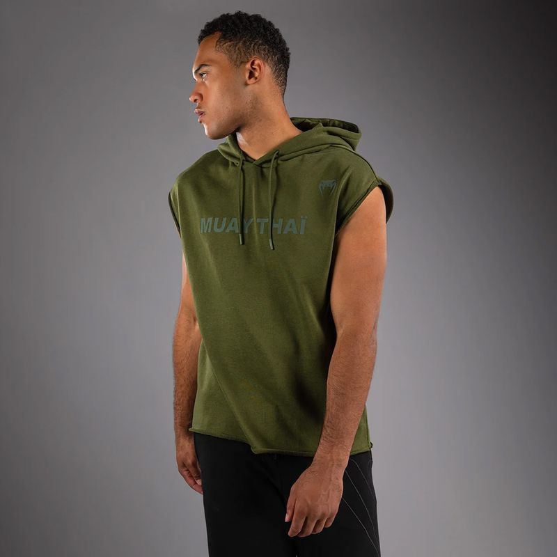 Férfi ujjatlan kapucnis pulóver Venum Muay Thai VT Sleeveless Hoodie military green 3