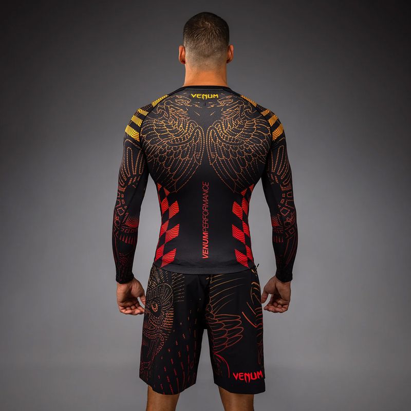 Férfi hosszú ujjú rashguard Venum Quetzal Fury Rashguard black/fury red/tangerine 3