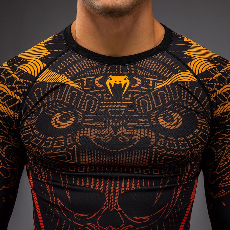 Férfi hosszú ujjú rashguard Venum Quetzal Fury Rashguard black/fury red/tangerine 5