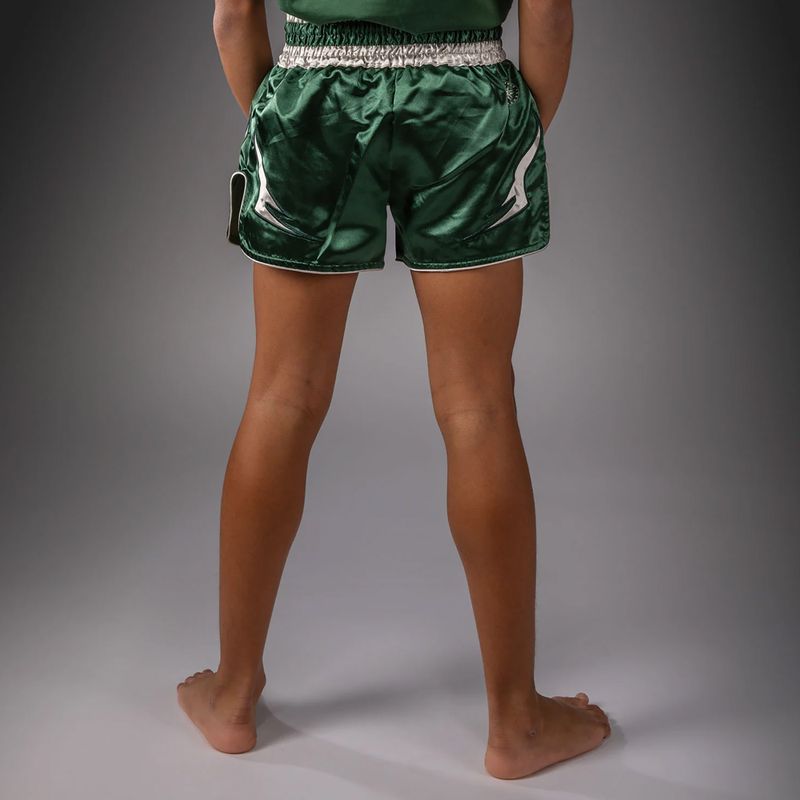 Gyerek edzőshort Venum Inferno Muay Thai forest green/off white 3