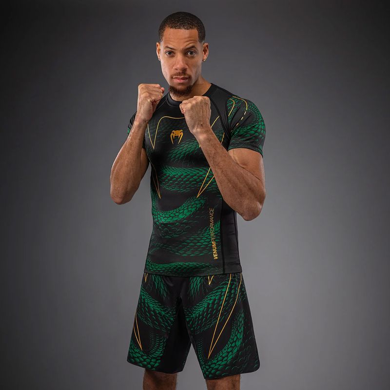 Férfi rashguard Venum Matupa Short Sleeve black/green/gold 4