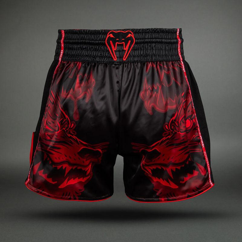 Férfi edzőshort Venum Wolf Attack Muay Thai Shorts black/red 2