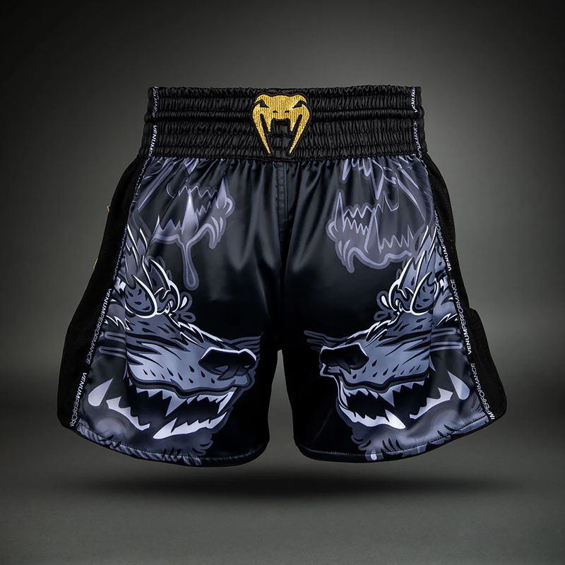 Férfi edzőshort Venum Wolf Attack Muay Thai Shorts black/grey 2