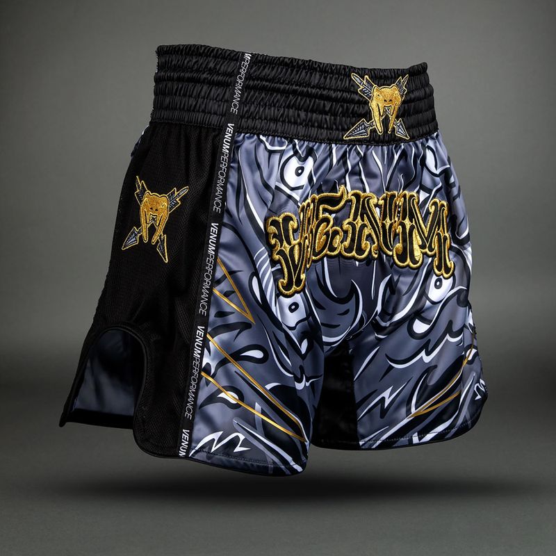 Férfi edzőshort Venum Wolf Attack Muay Thai Shorts black/grey 3