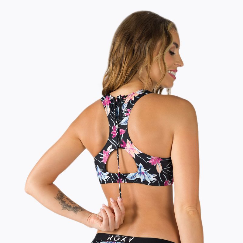 Fürdőruha felső ROXY Active Crop Top 2021 anthracite/floral flow 3