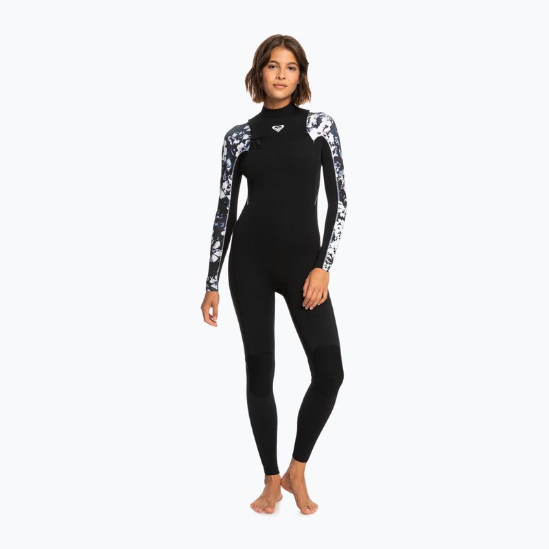Női búvárruha ROXY 3/2 Elite XT ST Printed FZ GBS 2021 true black/black flowers 2