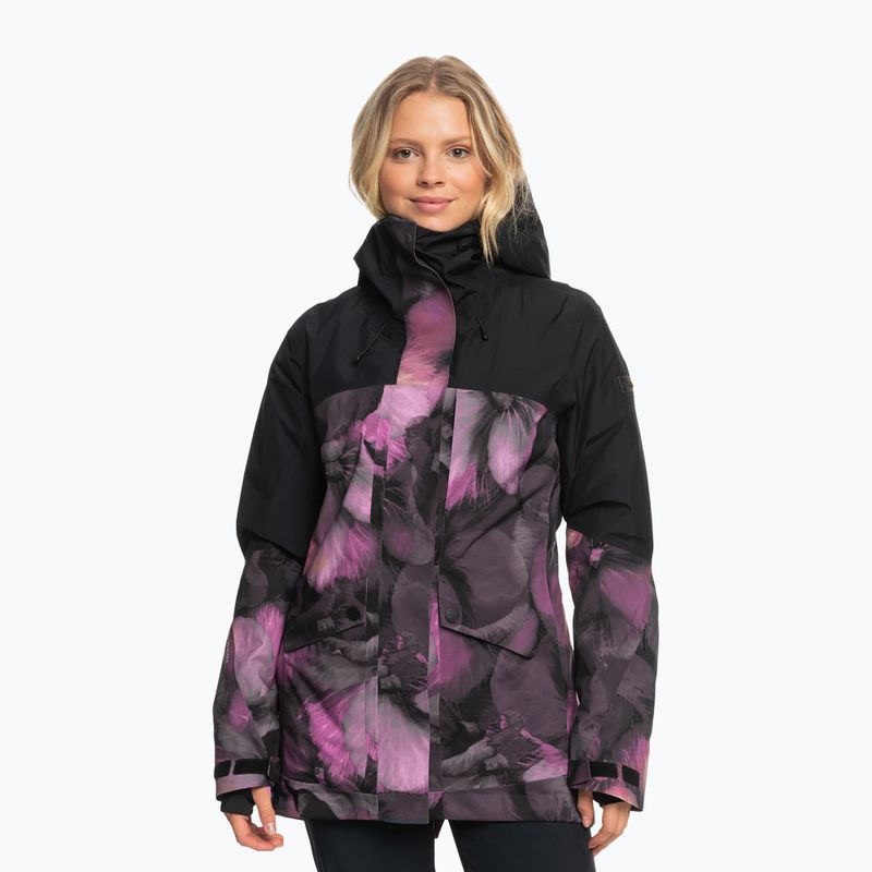 Női snowboard dzseki ROXY Gore-Tex Glade Printed true black pansy pansy pansy