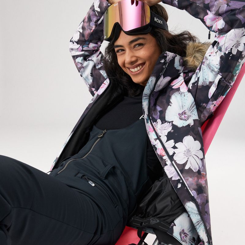 Női snowboard dzseki ROXY Jet Ski igaz fekete elmosódott virág 14