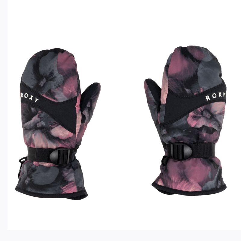 Gyermek snowboard kesztyű ROXY Jetty Mitt Girl true black pansy rg 3